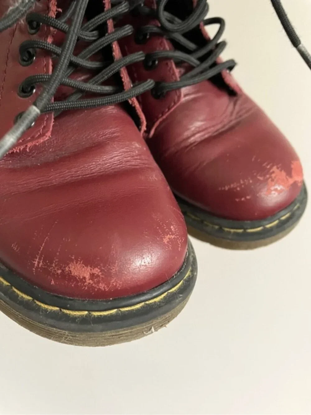 Dr Martens Cherry Red Leather Delaney 1460 Boots - 12, side zip!!!